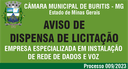 Dispensa de Licitação 005/2023 - Instalação de Rede de Dados e Voz