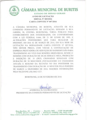 Licitação de serviços de Radiodifusão 05/2016